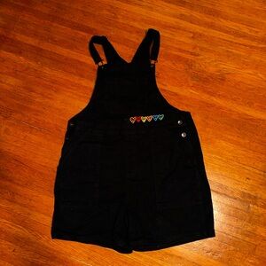L Black Pride Overalls with Heart Detail